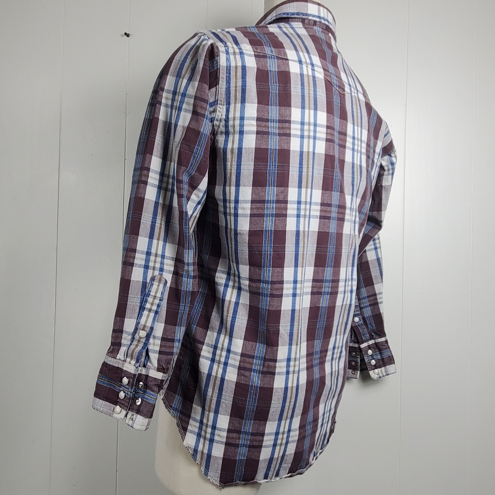 Vintage 70s plaid Wrangler button front shirt Size 15.5 - 34 Medium - Picture 7 of 10